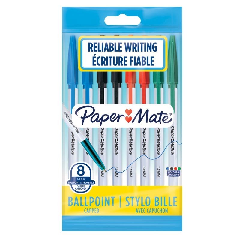 Penne a Sfera Colori Assortiti Papermate con Cappuccio 045 Punta 1,0 mm Conf. 8 Penne