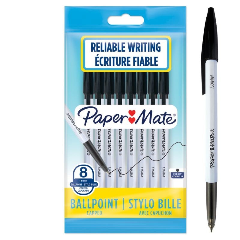 Penna a Sfera NERA Papermate con Cappuccio 045 Punta 1,0 mm Conf 8 Penne