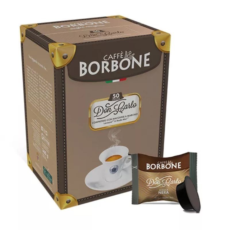 50 Capsule Miscela Nera Borbone Caffè compatibili A Modo Mio