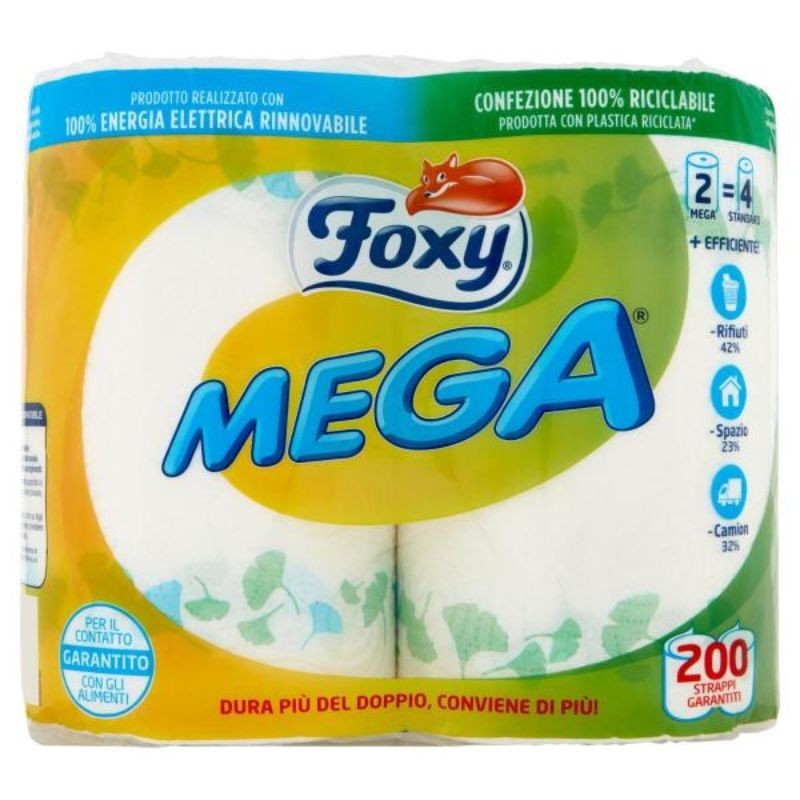 Foxy Mega Carta Cucina 2 Maxi Rotoli Super Assorbenza