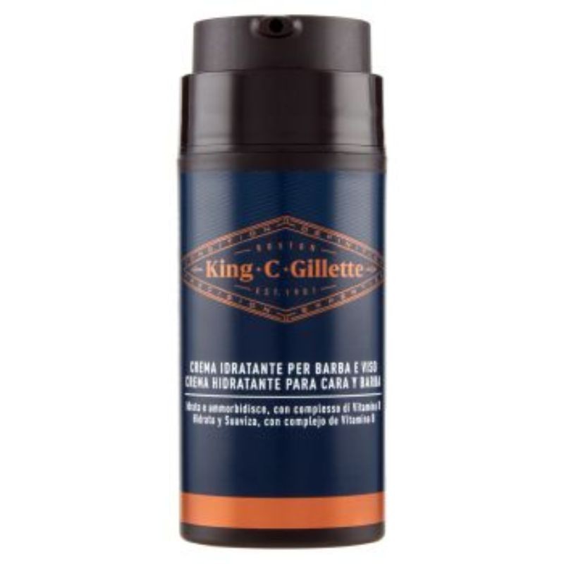 King C. Gillette Crema Idratante per Barba e Viso con Complesso Vitamina B 100 ml