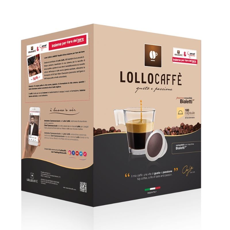 100 Capsule Miscela Nero Lollo Caffè compatibili Bialetti