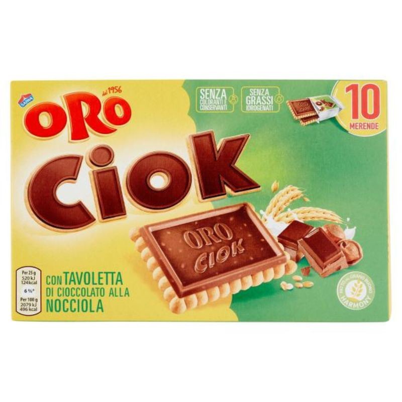 Oro Ciok biscotto con Tavoletta di Cioccolato alla nocciola  10 x 25 g